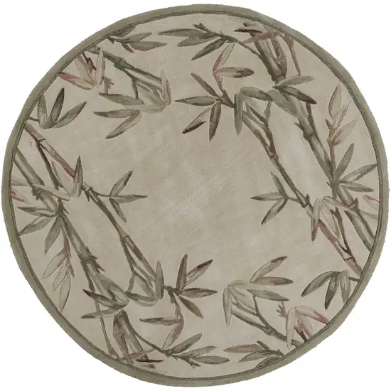 Round Wool Ivory  Area Rug Photo 1