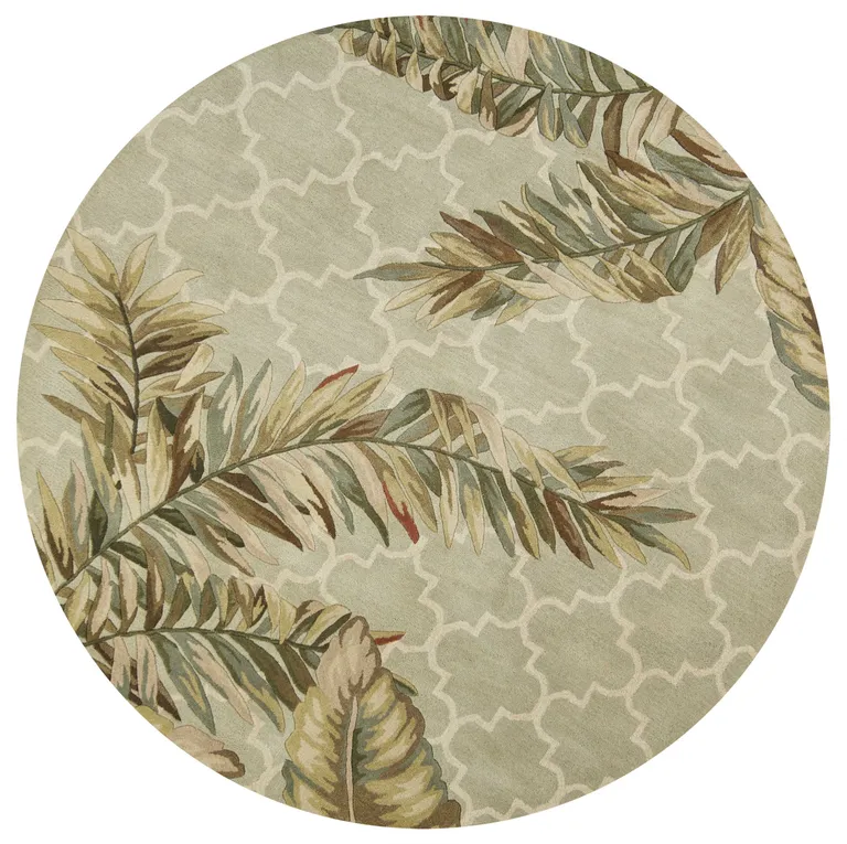 Round Wool Sage Area Rug Photo 2