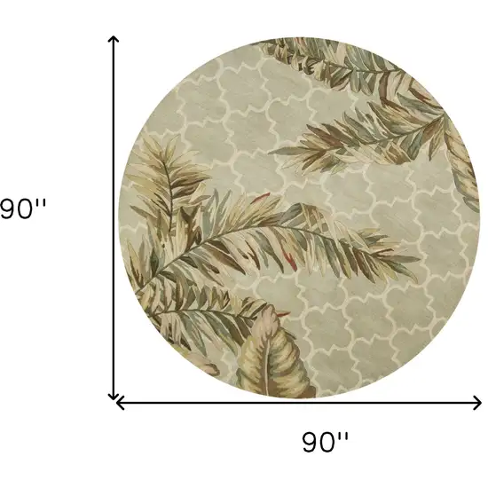 Round Wool Sage Area Rug Photo 6