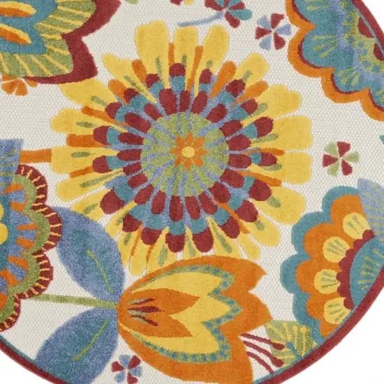 Round Yellow and Ivory Indoor Outdoor Area Rug Photo 10