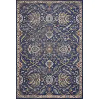 Photo of Royal Blue Machine Woven Floral Traditional Indoor Area Rug