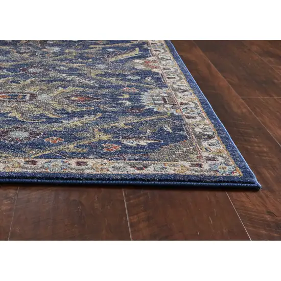 Royal Blue Machine Woven Floral Traditional Indoor Area Rug Photo 4