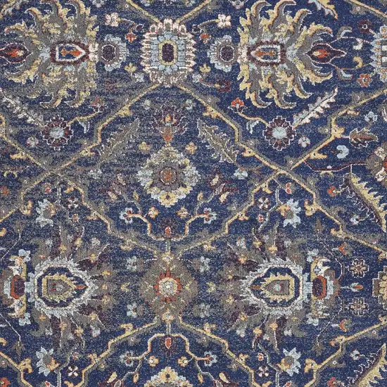 Royal Blue Machine Woven Floral Traditional Indoor Area Rug Photo 7