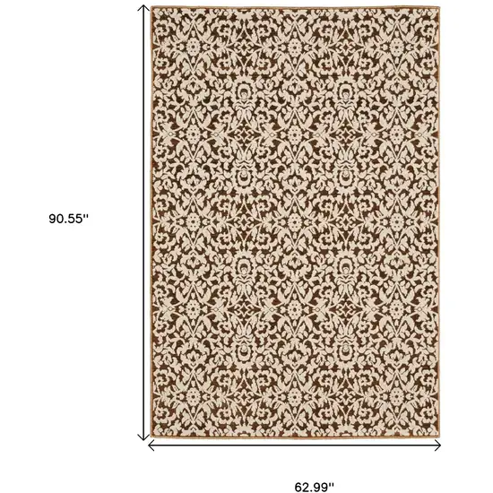 Rust And Beige Oriental Area Rug Photo 3