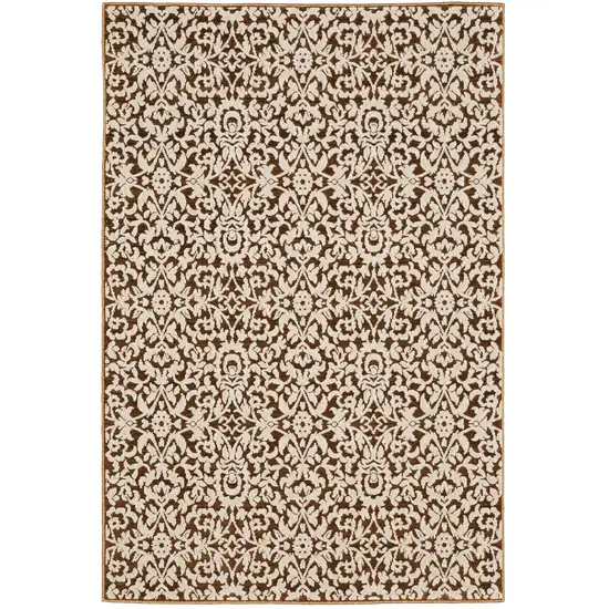 Rust And Beige Oriental Area Rug Photo 2