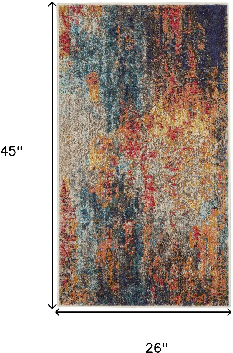 Rust And Blue Abstract Power Loom Non Skid Area Rug Photo 5