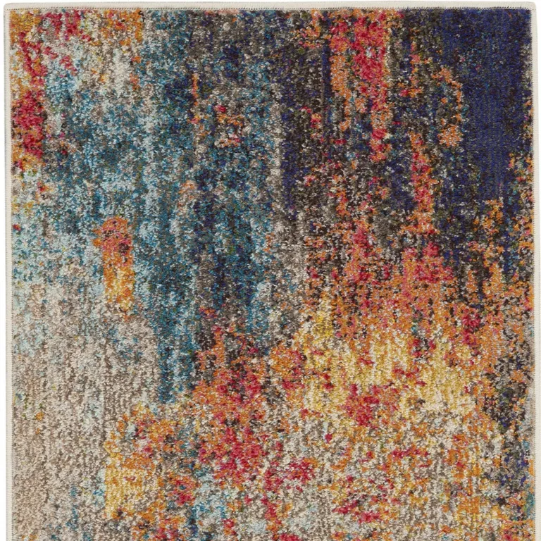 Rust And Blue Abstract Power Loom Non Skid Area Rug Photo 4