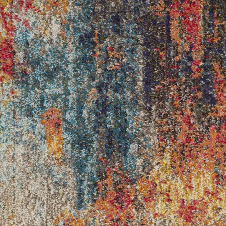 Rust And Blue Abstract Power Loom Non Skid Area Rug Photo 3