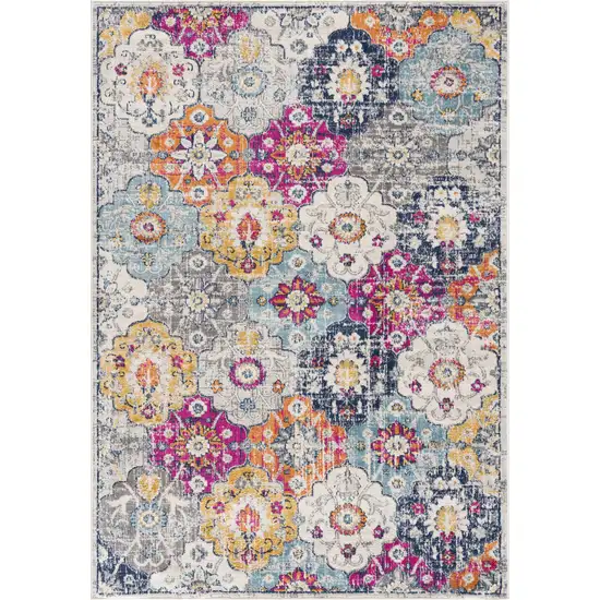Rust Distressed Floral Area Rug Photo 3