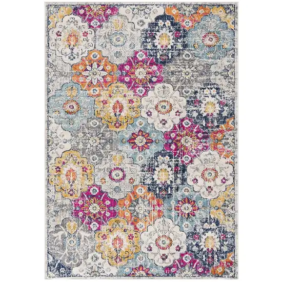 Rust Distressed Floral Runner Rug Photo 3