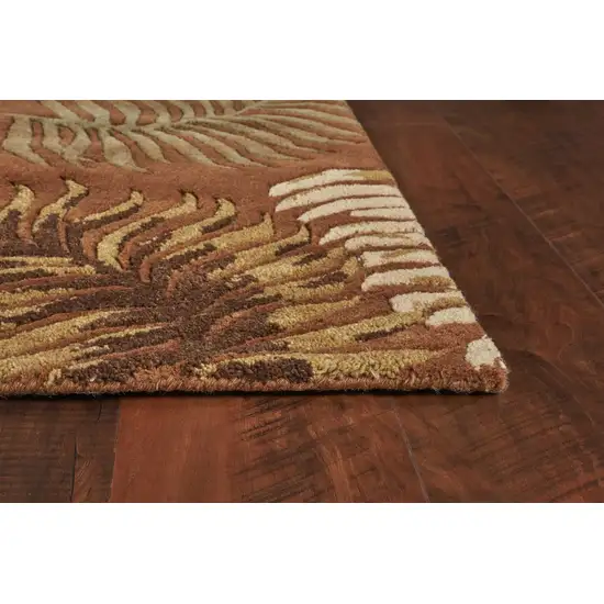 Rust Fern Leaves Wool Area Rug Photo 1