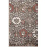 Photo of Rust Floral Stain Resistant Area Rug