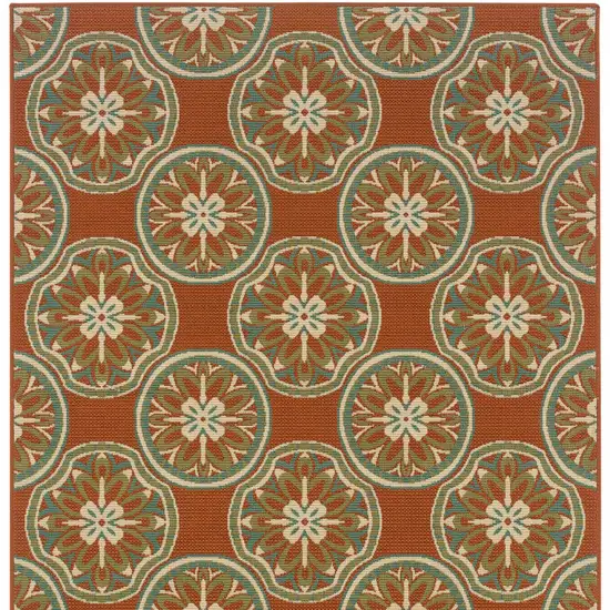 Brown and Ivory Floral Stain Resistant Indoor Outdoor Area Rug Photo 4