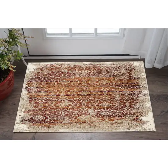 Rust Oriental Dhurrie Area Rug Photo 1