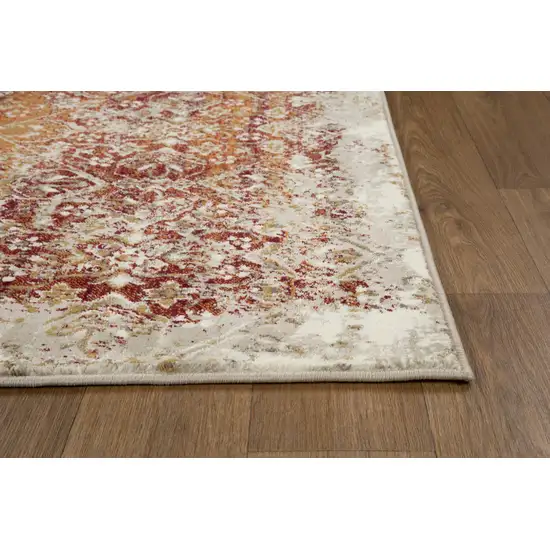 Rust Ivory Distressed Diamonds Area Rug Photo 6