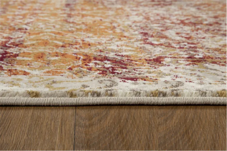 Rust Ivory Distressed Diamonds Area Rug Photo 5