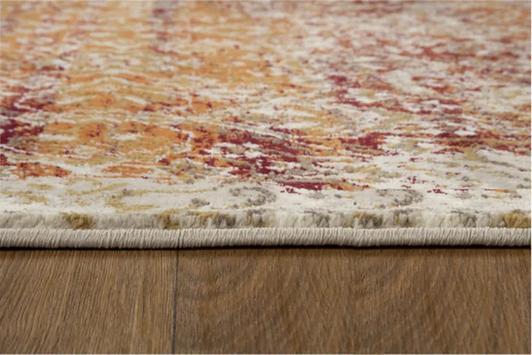 Rust Ivory Distressed Diamonds Area Rug Photo 5