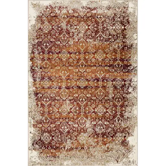 Rust Ivory Distressed Diamonds Area Rug Photo 1