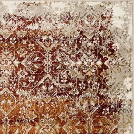 Rust Ivory Distressed Diamonds Area Rug Photo 3