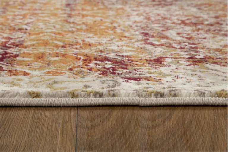 Rust Ivory Distressed Diamonds Area Rug Photo 5