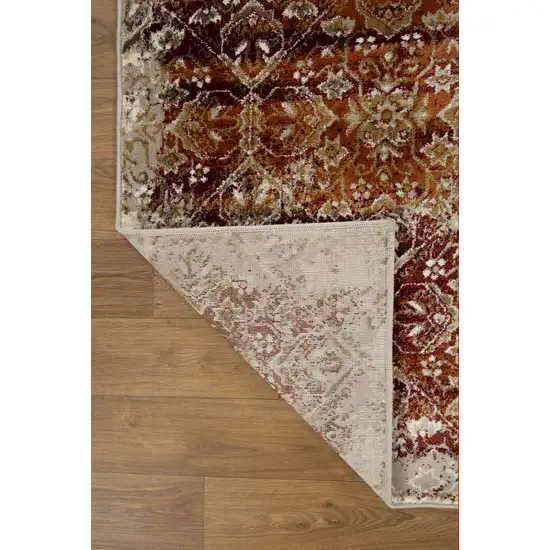 Rust Ivory Distressed Diamonds Area Rug Photo 2