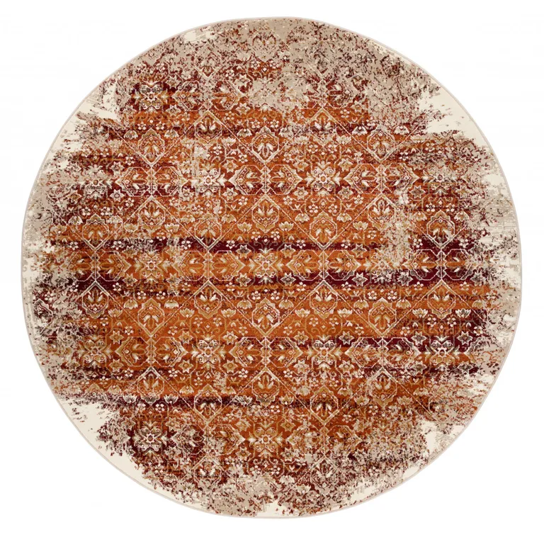 Rust Ivory Distressed Diamonds Area Rug Photo 2