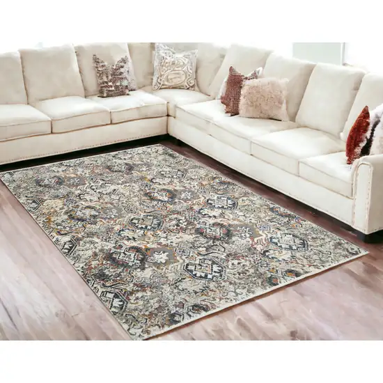 Rust Oriental Distressed Area Rug With Fringe Photo 1