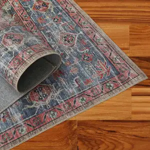 Photo of Rust Oriental Distressed Stain Resistant Area Rug