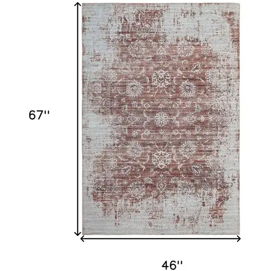 Rust Oriental Distressed Stain Resistant Area Rug Photo 4