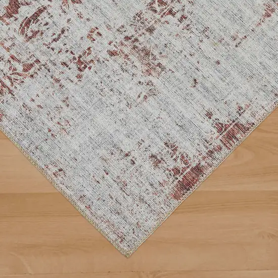 Rust Oriental Distressed Stain Resistant Area Rug Photo 7