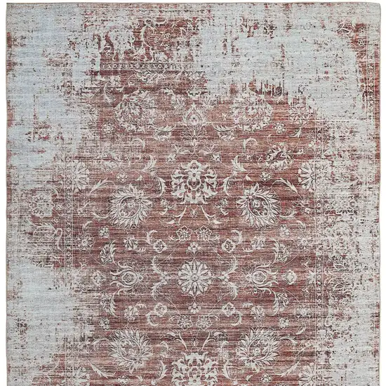 Rust Oriental Distressed Stain Resistant Area Rug Photo 4