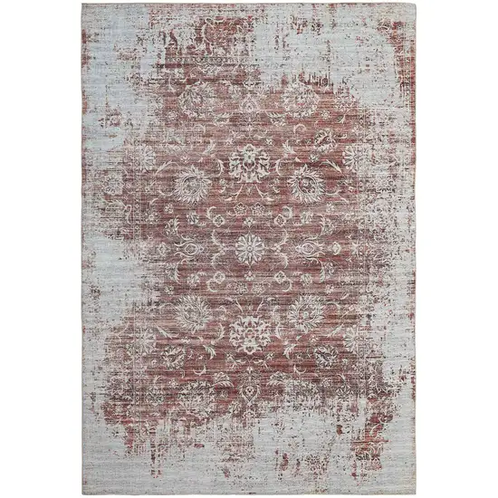 Rust Oriental Distressed Stain Resistant Area Rug Photo 1