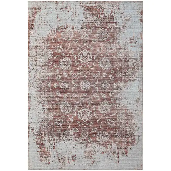 Rust Oriental Distressed Stain Resistant Area Rug Photo 5