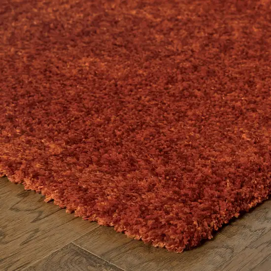 Rust Red Shag Tufted Handmade Stain Resistant Area Rug Photo 3