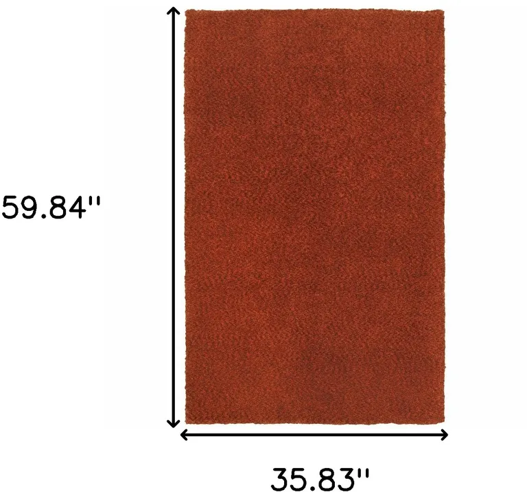 Rust Red Shag Tufted Handmade Stain Resistant Area Rug Photo 4