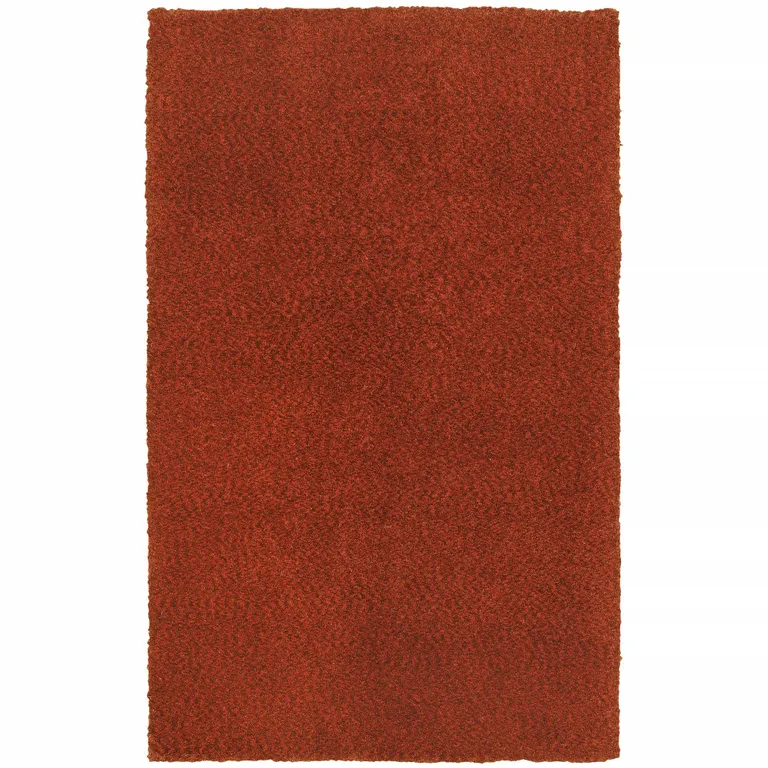 Rust Red Shag Tufted Handmade Stain Resistant Area Rug Photo 1