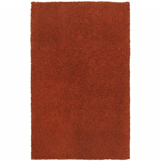 Rust Red Shag Tufted Handmade Stain Resistant Area Rug Photo 1