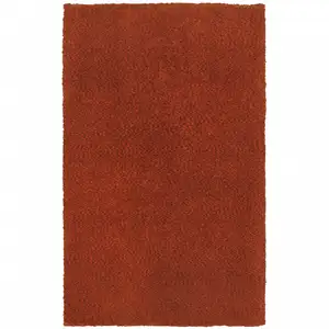 Photo of Rust Red Shag Tufted Handmade Stain Resistant Area Rug