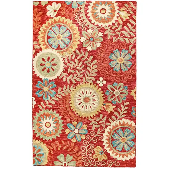 Rust Wool Medallion Tufted Handmade Stain Resistant Area Rug Photo 1