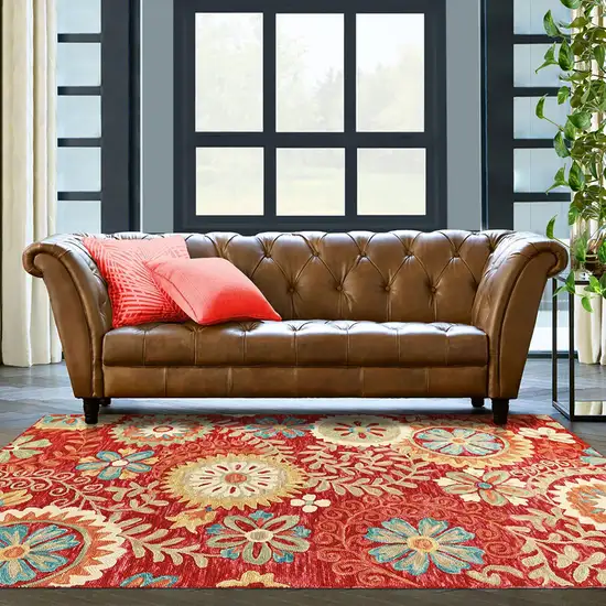 Rust Wool Medallion Tufted Handmade Stain Resistant Area Rug Photo 4