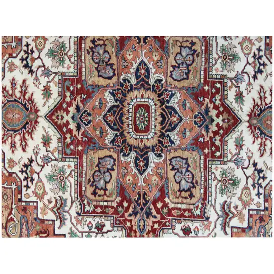 Rust and Gray Oriental Hand Knotted Area Rug With Fringe Photo 4