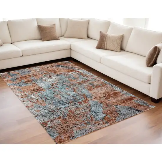 Rustic Brown Abstract Area Rug Photo 9