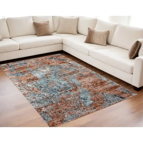 Rustic Brown Abstract Area Rug Photo 2