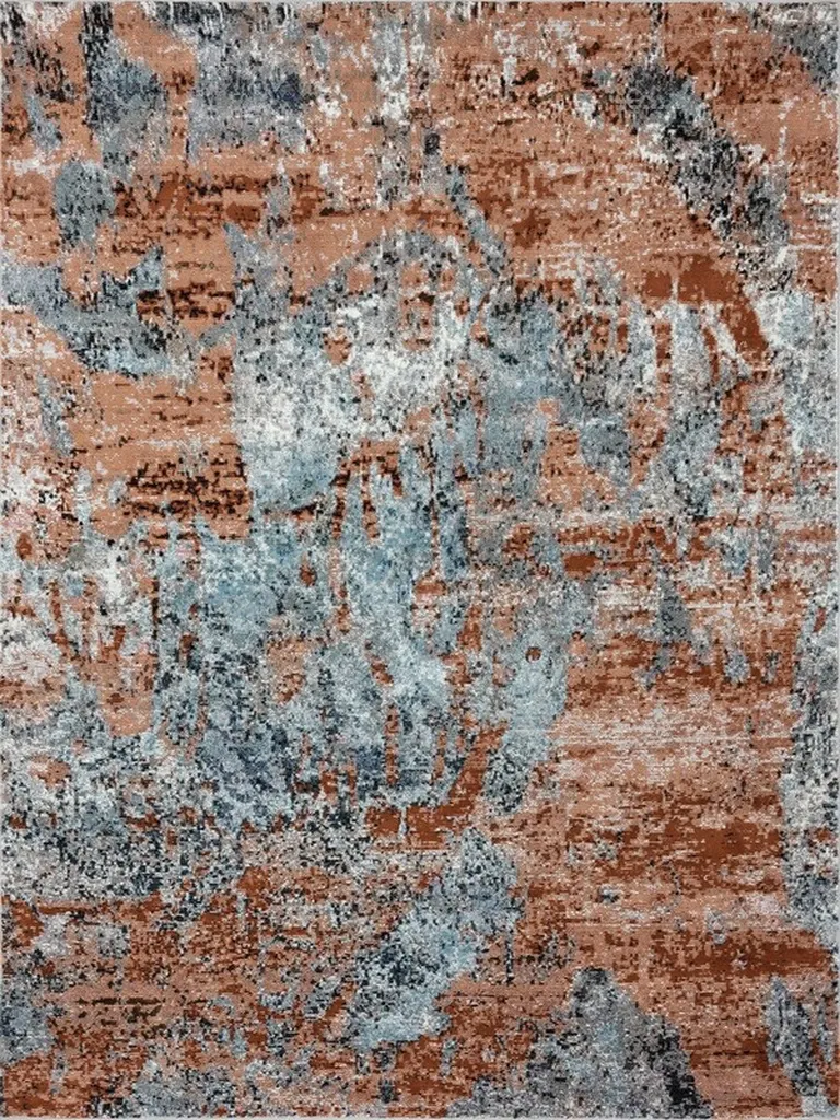 Rustic Brown Abstract Area Rug Photo 1