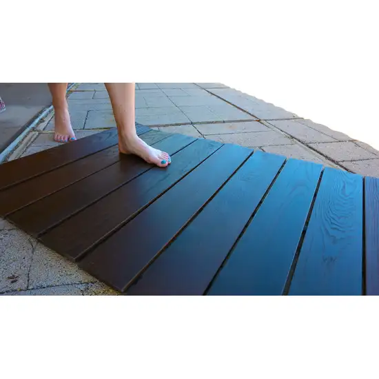 Rustic Dark Brown Roll Out Indoor Outdoor Wood Floor Mat Photo 6