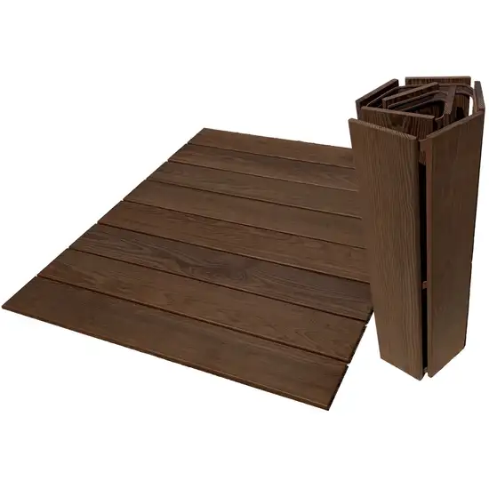 Rustic Dark Brown Roll Out Indoor Outdoor Wood Floor Mat Photo 1