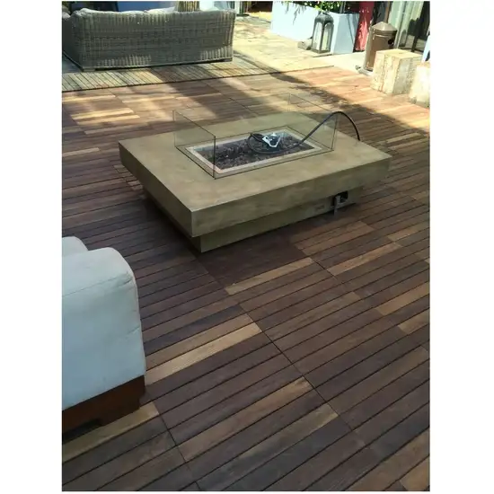 Rustic Dark Brown Roll Out Indoor Outdoor Wood Floor Mat Photo 9