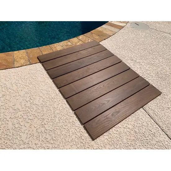 Rustic Dark Brown Roll Out Indoor Outdoor Wood Floor Mat Photo 3