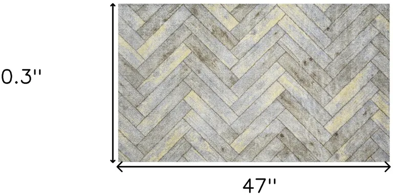 Rustic Gray Herringbone Washable Floor Mat Photo 4