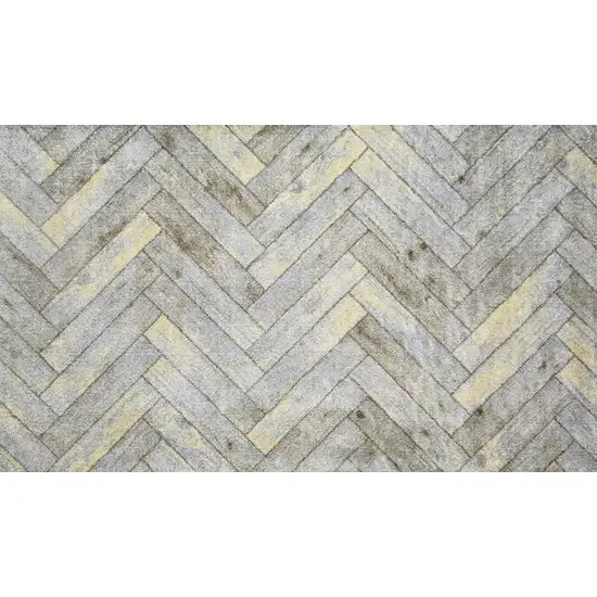 Rustic Gray Herringbone Washable Floor Mat Photo 2